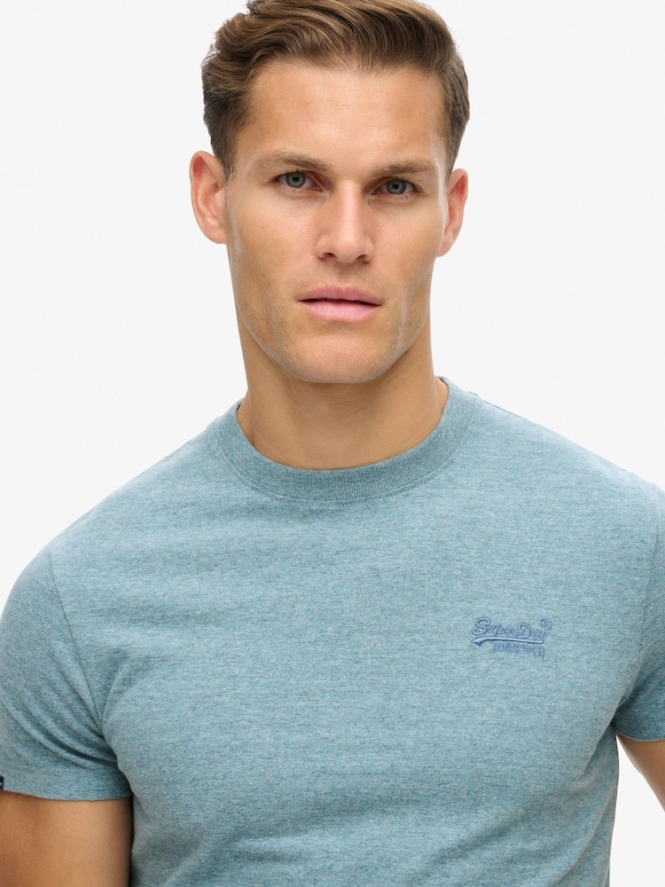 Superdry Desert Sky Blue Grit Essential Logo Embroidery T-Shirt - Image 3 of 7
