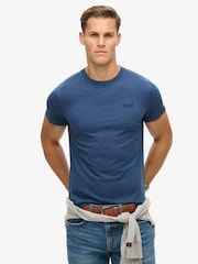 Superdry Bright Blue Marl Essential Logo Embroidery T-Shirt - Image 1 of 6