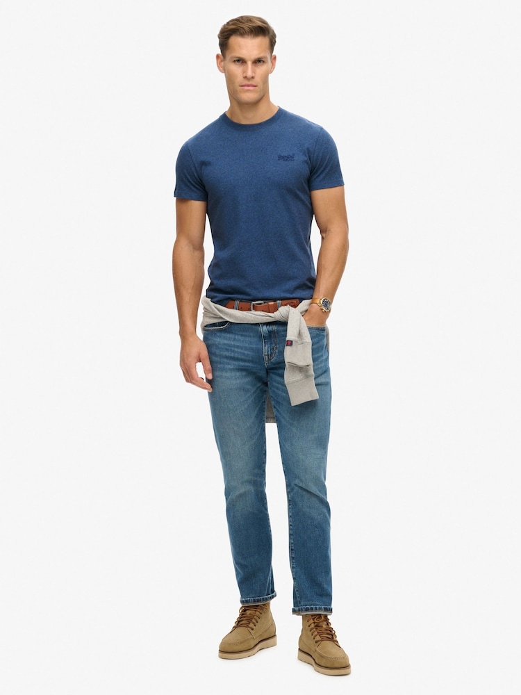 Superdry Bright Blue Marl Essential Logo Embroidery T-Shirt - Image 2 of 6