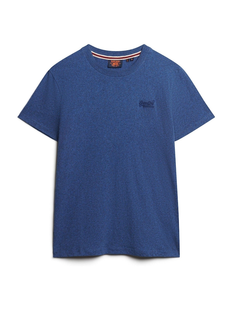 Bleu vif chiné - T-shirt Superdry Essential à logo brodé - Image 4 of 6