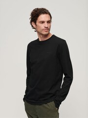 Schwarz - Superdry Langärmeliges Top mit gesticktem Vintage-Logo - Bild 1 von 5