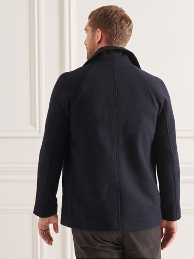 Superdry Blue Studios Short Wool Coat - Image 2 of 8