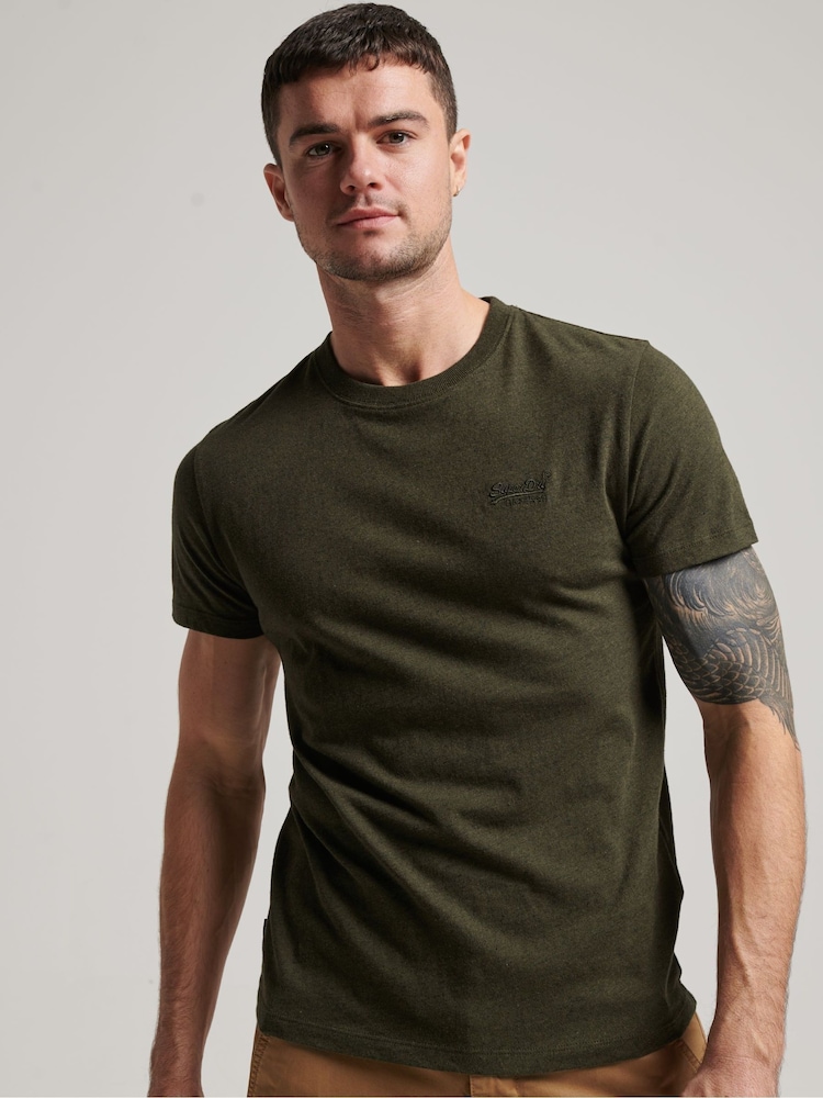 Меланж хаки - Superdry Vintage Embroidered 100% Cotton T-Shirt - Изображение 1 из 3