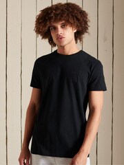 Superdry Black Vintage Embroidered 100% Cotton T-Shirt - Image 1 of 8