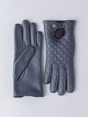 Lakeland Leather Navy Tarn Leather Quilted Winter Gloves - Image 1 of 3