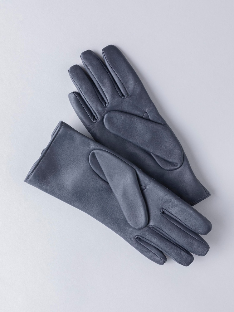 Lakeland Leather Navy Tarn Leather Quilted Winter Gloves - Image 2 of 3