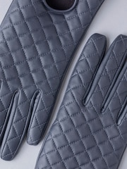Lakeland Leather Navy Tarn Leather Quilted Winter Gloves - Image 3 of 3