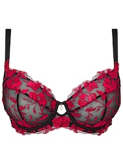 Ann Summers Black/Red DD+ Non Pad Balcony The Hero Non Pad Wired Bra - Image 5 of 5