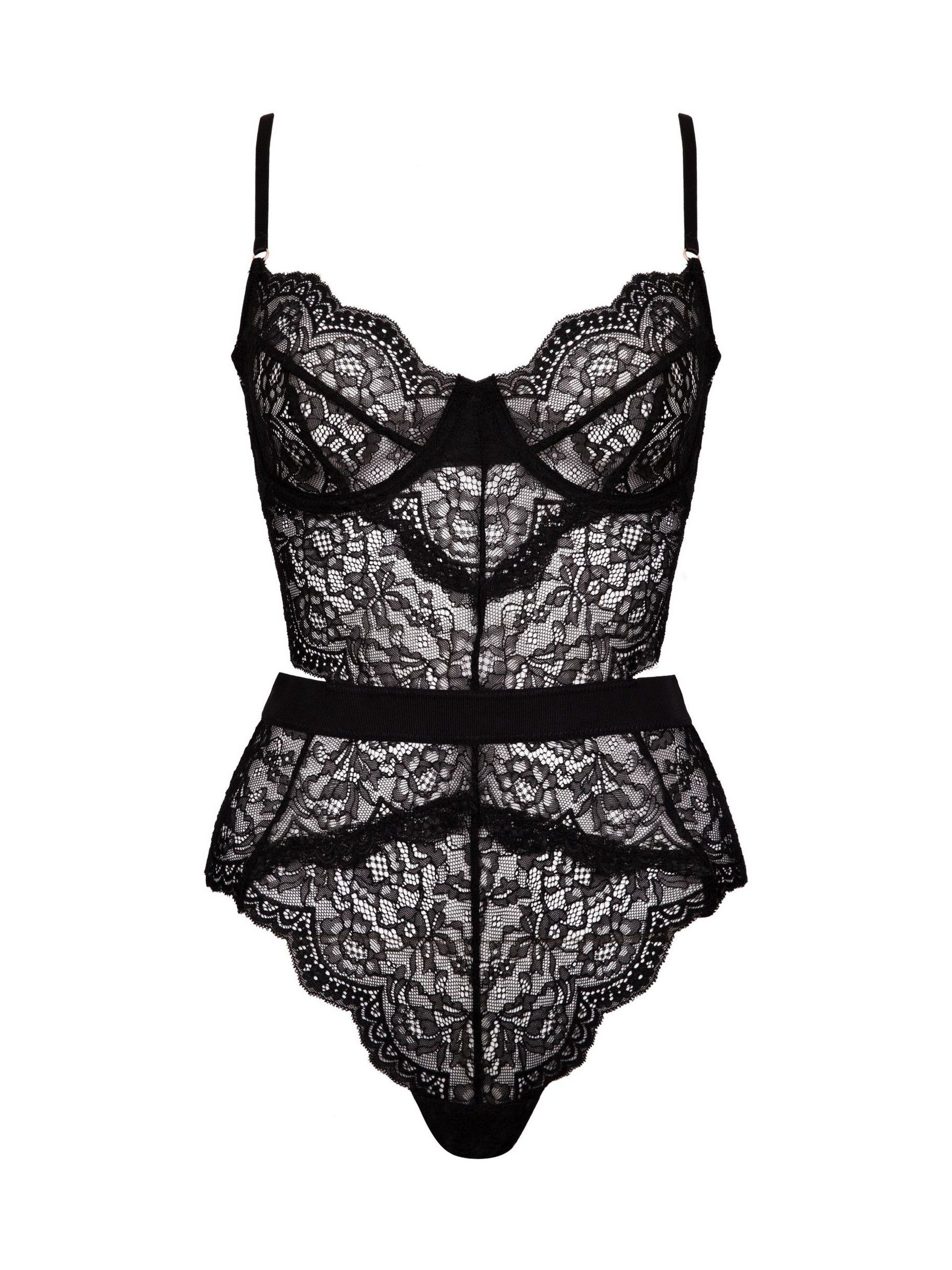 Black lace underwire bodysuit discount