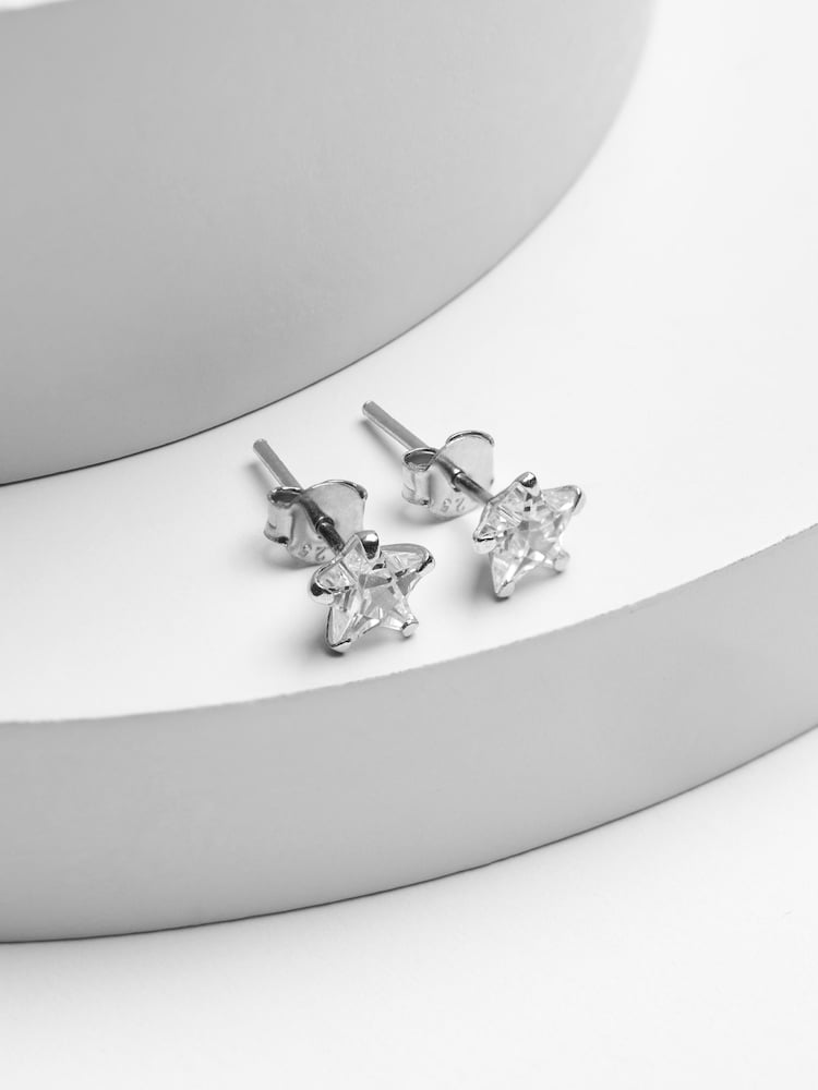 Sterling Silver Crystal Star Stud Earrings - Image 1 of 1