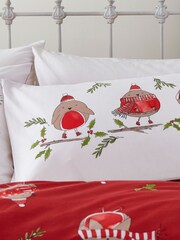 Catherine Lansfield Red Christmas Robins Duvet Cover and Pillowcase Set - Image 2 of 4
