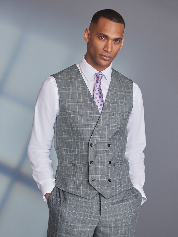 Grey Signature Empire Mills 100% Wool Check Suit: Waistcoat - Image 1 of 5