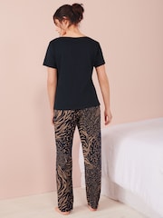 Navy Blue Animal Print Cotton Short Sleeve Pyjamas - Image 2 of 8