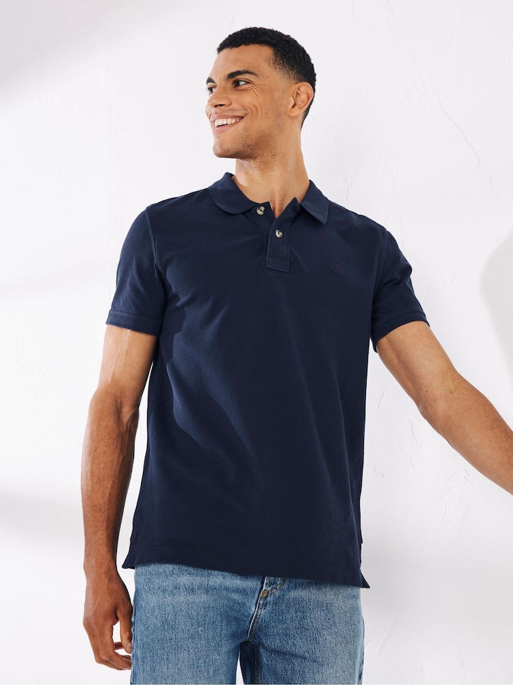 FatFace Blue Pique Polo Shirt - Image 1 of 4