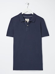 FatFace Blue Pique Polo Shirt - Image 4 of 4