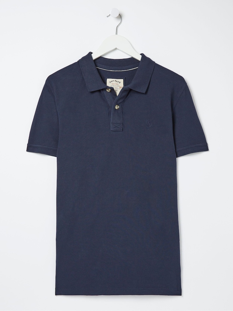 FatFace Blue Pique Polo Shirt - Image 4 of 4