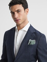 Reiss Sage Melange Piazza Linen Plain Pocket Square - Image 2 of 5