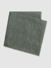 Reiss Sage Melange Piazza Linen Plain Pocket Square - Image 3 of 5