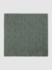 Reiss Sage Melange Piazza Linen Plain Pocket Square - Image 4 of 5