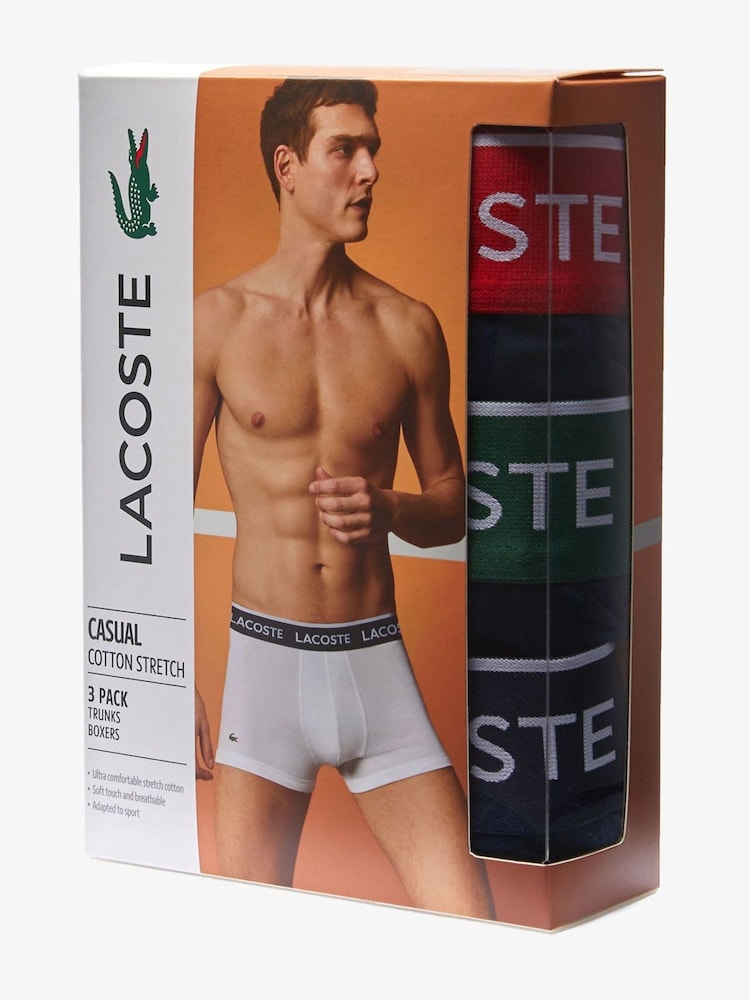 Bóxers de algodón elástico en azul con cinturilla de varios colores de Lacoste - Imagen 7 de 7