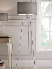 Village At Home Chrome Jerry Tripod Chrome Floor Lamp - Image 1 of 3