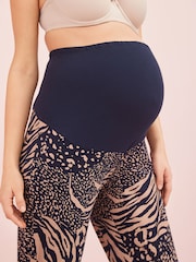 Albastru bleumarin cu animal print - Pijamale de maternitate 100% bumbac - Image 5 of 6
