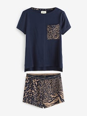 Navy Blue Animal Cotton Pyjamas - Image 4 of 6