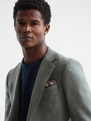 Reiss Tobacco Melange Ostranto Reversible Silk Pocket Square - Image 2 of 6