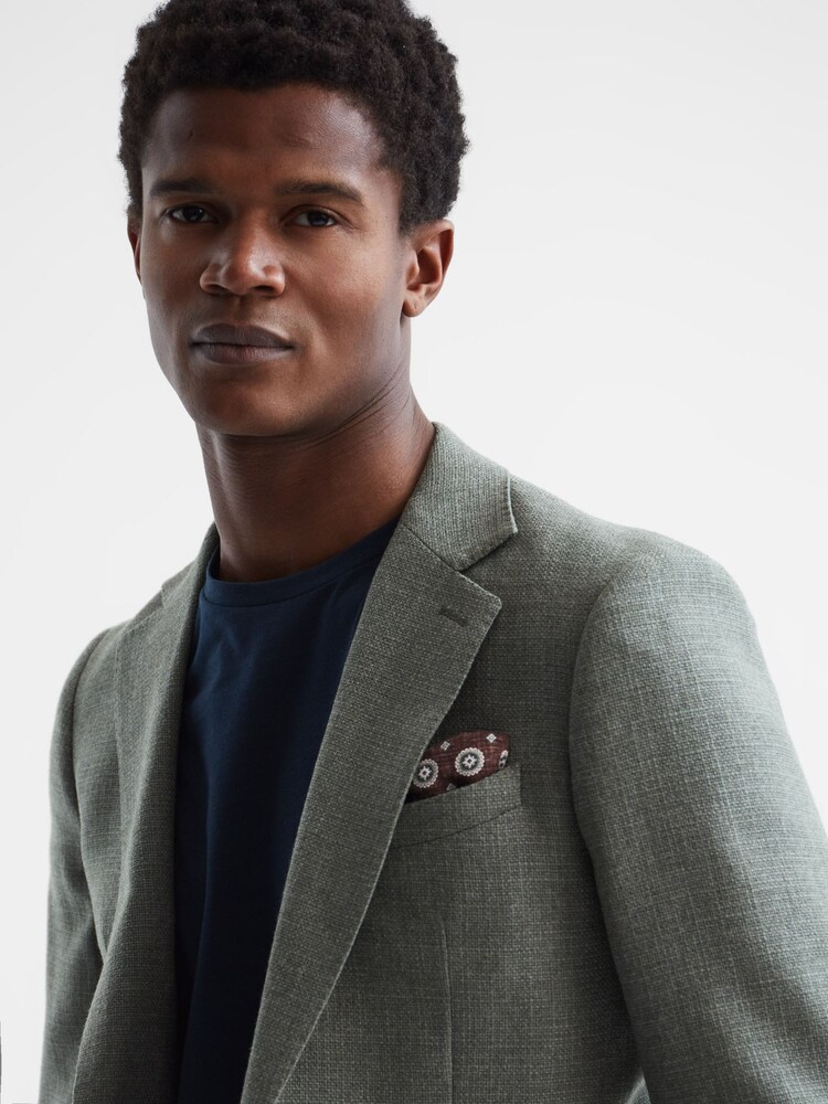 Reiss Tobacco Melange Ostranto Reversible Silk Pocket Square - Image 2 of 6