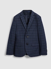 Navy Blue Tailored Fit Navy Blue Check Suit Jacket (12mths-16yrs) - Image 1 of 3