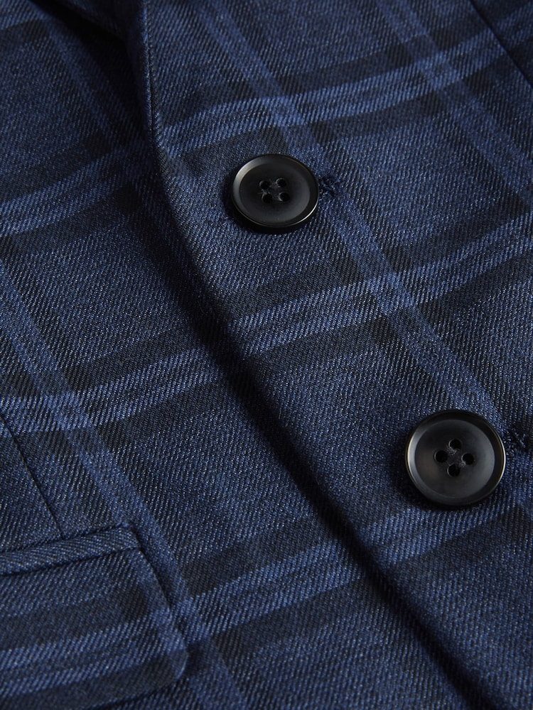 Navy Blue Tailored Fit Navy Blue Check Suit Jacket (12mths-16yrs) - Image 3 of 3