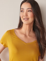 Ochre Yellow Slouch V-Neck T-Shirt - Image 4 of 5