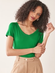 Green Bright Slouch V-Neck T-Shirt - Image 1 of 5