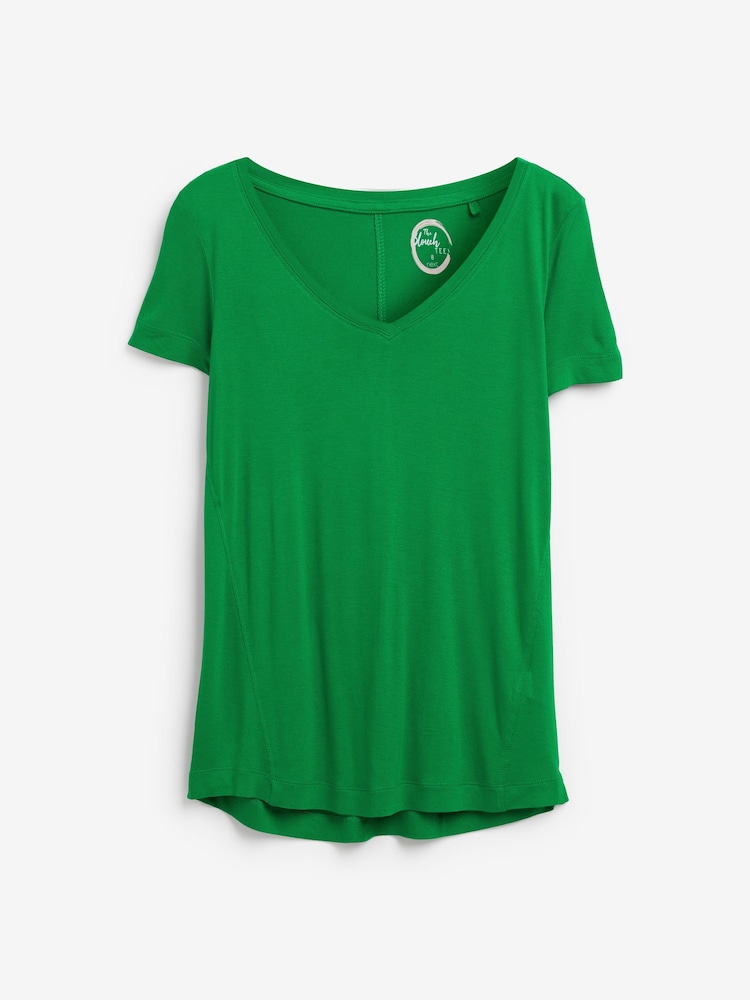Leuchtend Grün - Lässiges T-Shirt mit V-Ausschnitt - Bild 5 von 5 Leuchtend Grün - Lässiges T-Shirt mit V-Ausschnitt - Bild 5 von 5