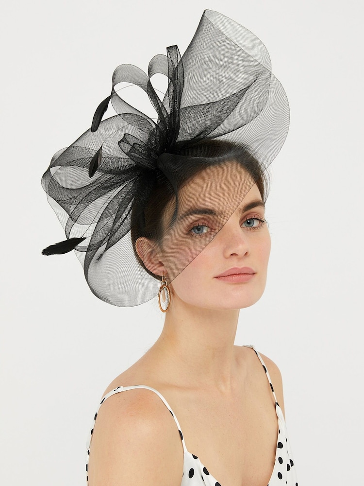 Accessorize Black Oversized Bow Rhea Fascinator Headband - Image 1 of 3