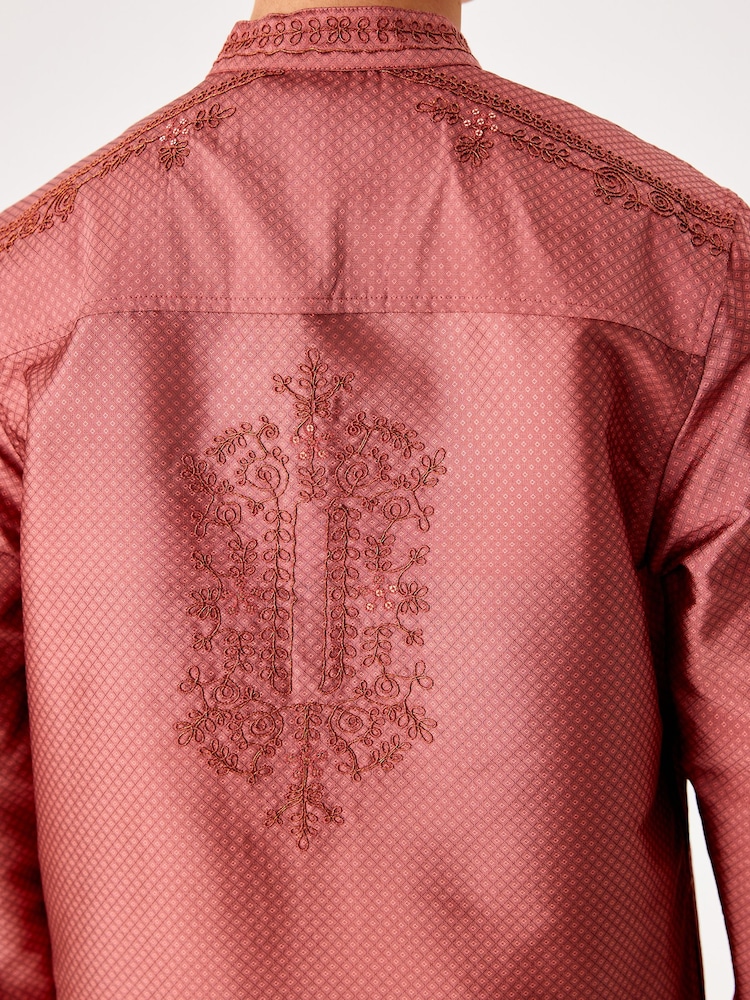 Pink Regular Length Embroidered Boys Kurta (3-16yrs) - Image 10 of 10