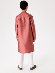 Pink Regular Length Embroidered Boys Kurta (3-16yrs) - Image 2 of 10