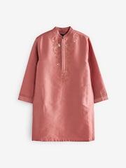 Pink Regular Length Embroidered Boys Kurta (3-16yrs) - Image 7 of 10