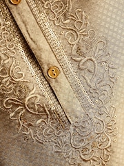 Gold Regular Length Embroidered Boys Kurta (3-16yrs) - Image 8 of 8