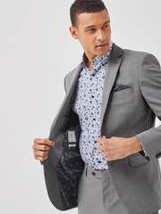 Jasnoszary - Garnitur z elastycznej tkaniny z domieszką wełny: marynarka - Obraz 4 z 10