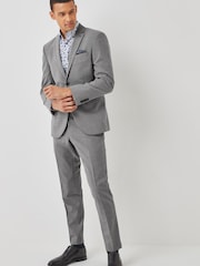Jasnoszary - Garnitur z elastycznej tkaniny z domieszką wełny: marynarka - Obraz 5 z 10