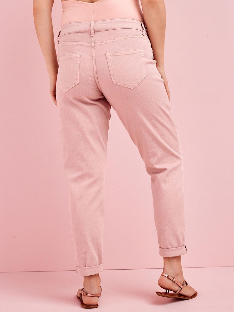 Pink Denim Maternity Over-the-Bump Mom Jeans - Image 3 of 6
