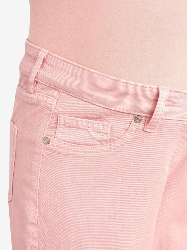 Pink Denim Maternity Over-the-Bump Mom Jeans - Image 4 of 6
