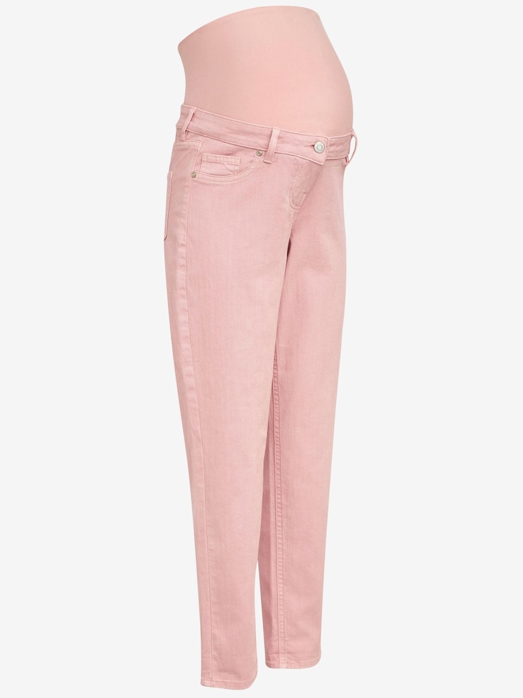 Pink Denim Maternity Over-the-Bump Mom Jeans - Image 6 of 6
