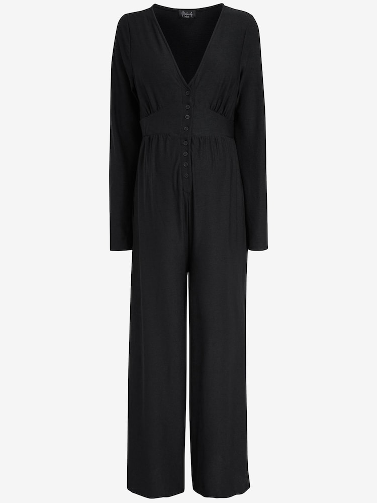 Black Maternity/Nursing Button Jumpsuit - Image 3 of 3