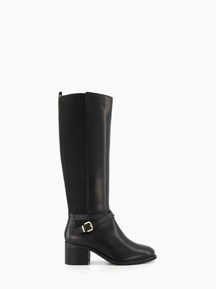 Noir - Bottes/Bottines montante Dune London Tildings avec bretelles - Image 1 of 4