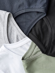 Noir/Blanc/Gris/Bleu/Vert - 100% Coton Manches longues Hauts 5 Lot - Image 13 of 14