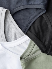 Noir/Blanc/Gris/Bleu/Vert - 100% Coton Manches longues Hauts 5 Lot - Image 14 of 14