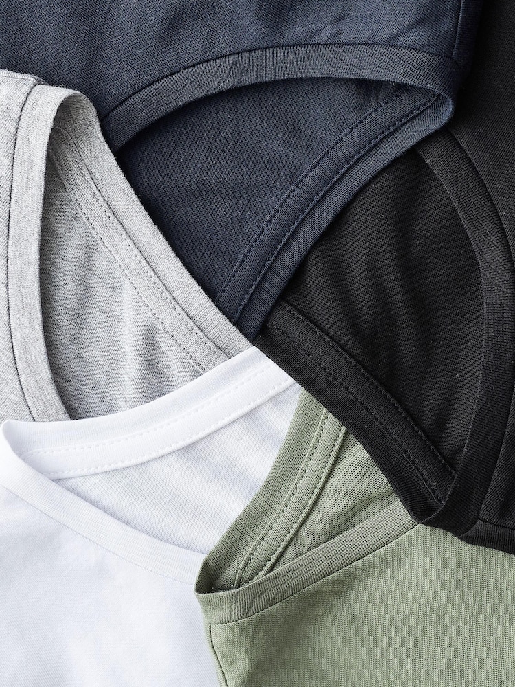 Noir/Blanc/Gris/Bleu/Vert - 100% Coton Manches longues Hauts 5 Lot - Image 14 of 14