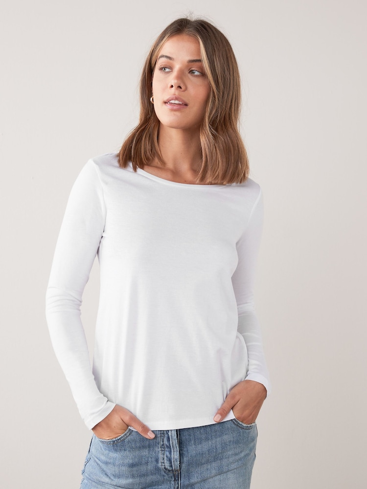 Noir/Blanc/Gris/Bleu/Vert - 100% Coton Manches longues Hauts 5 Lot - Image 4 of 14